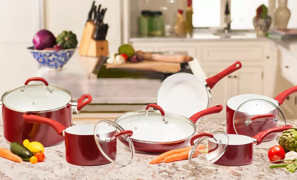 6- or 11-Piece Supreme Ceramic World-Class Cookware Set. Multiple Colors Available. - Primary Image