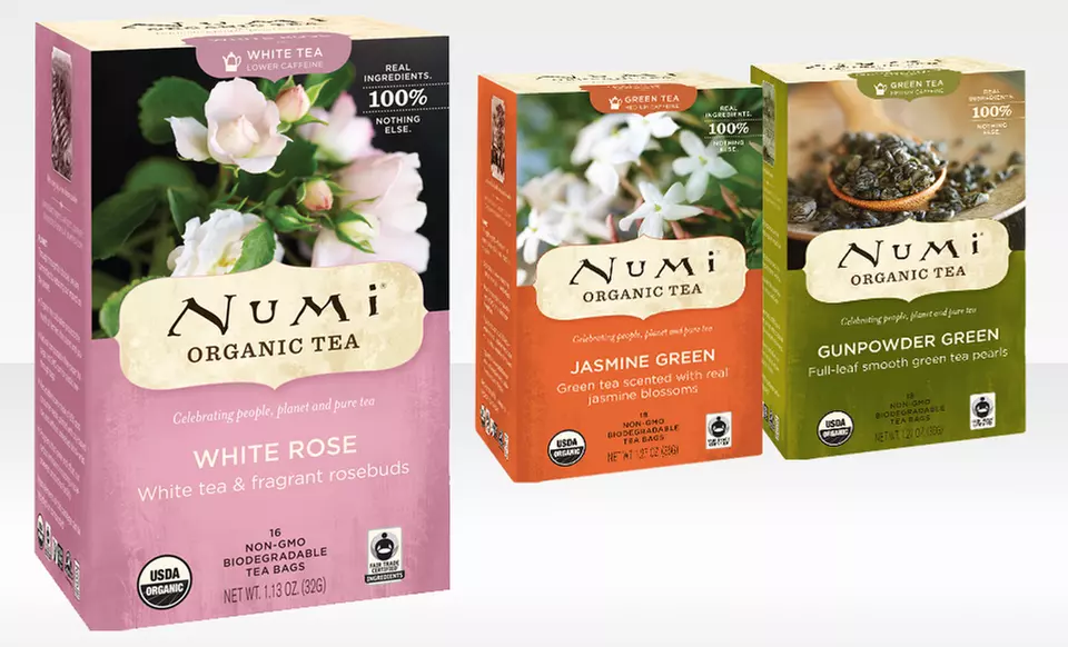 $13.99 for Three Boxes of Numi Organic Gunpowder Green, Jasmine Green, or White Rose Tea ($20.97 List Price) - Primary Image