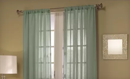 Set of Two Maytex Sheer Lily Window Curtains or Room-Darkening Edward Stripe Window Curtains (Up to 73% Off). Multiple Styles Available. - Second Medium