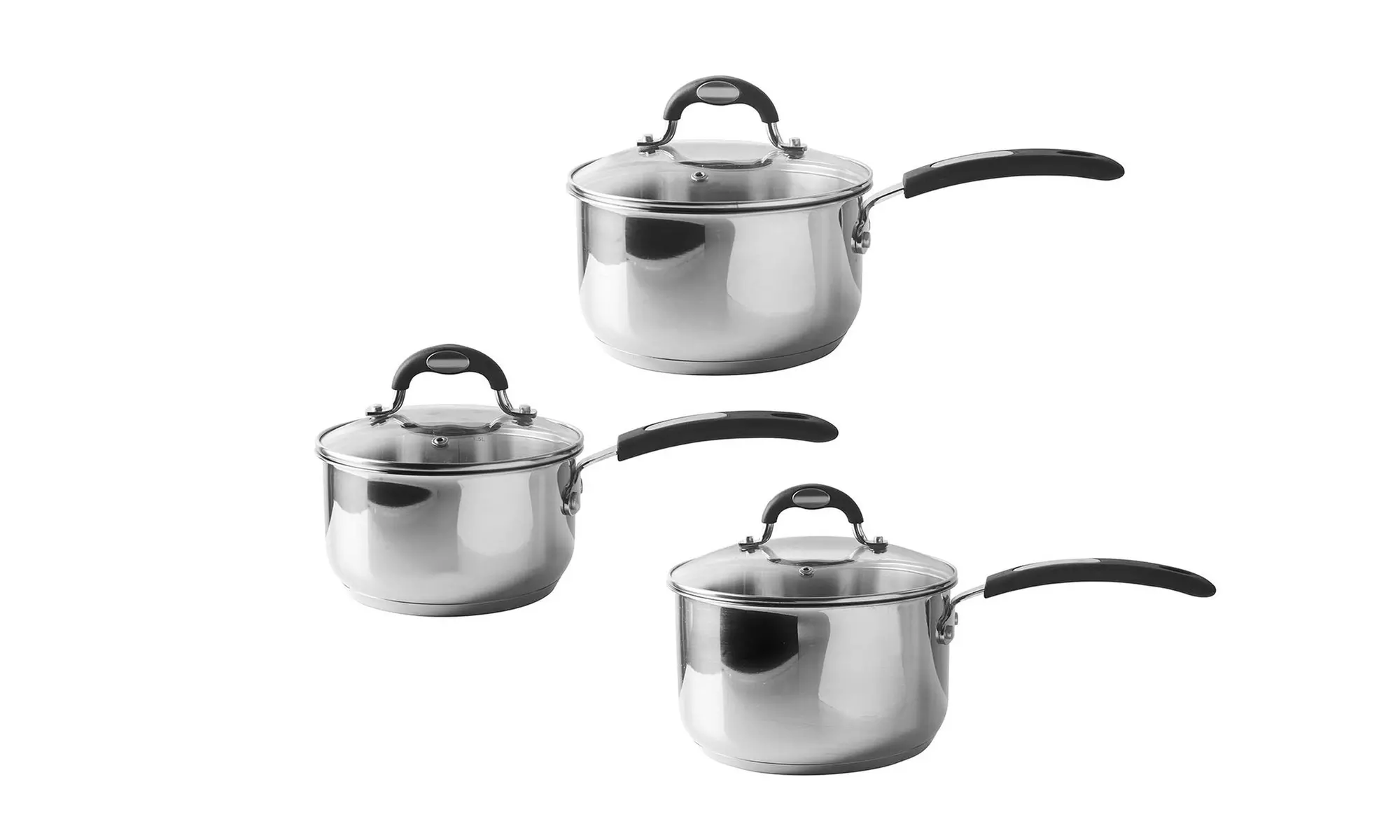 Viners Three-Piece Stainless Steel Soft Grip Pan Set With Free Delivery - Primary Image