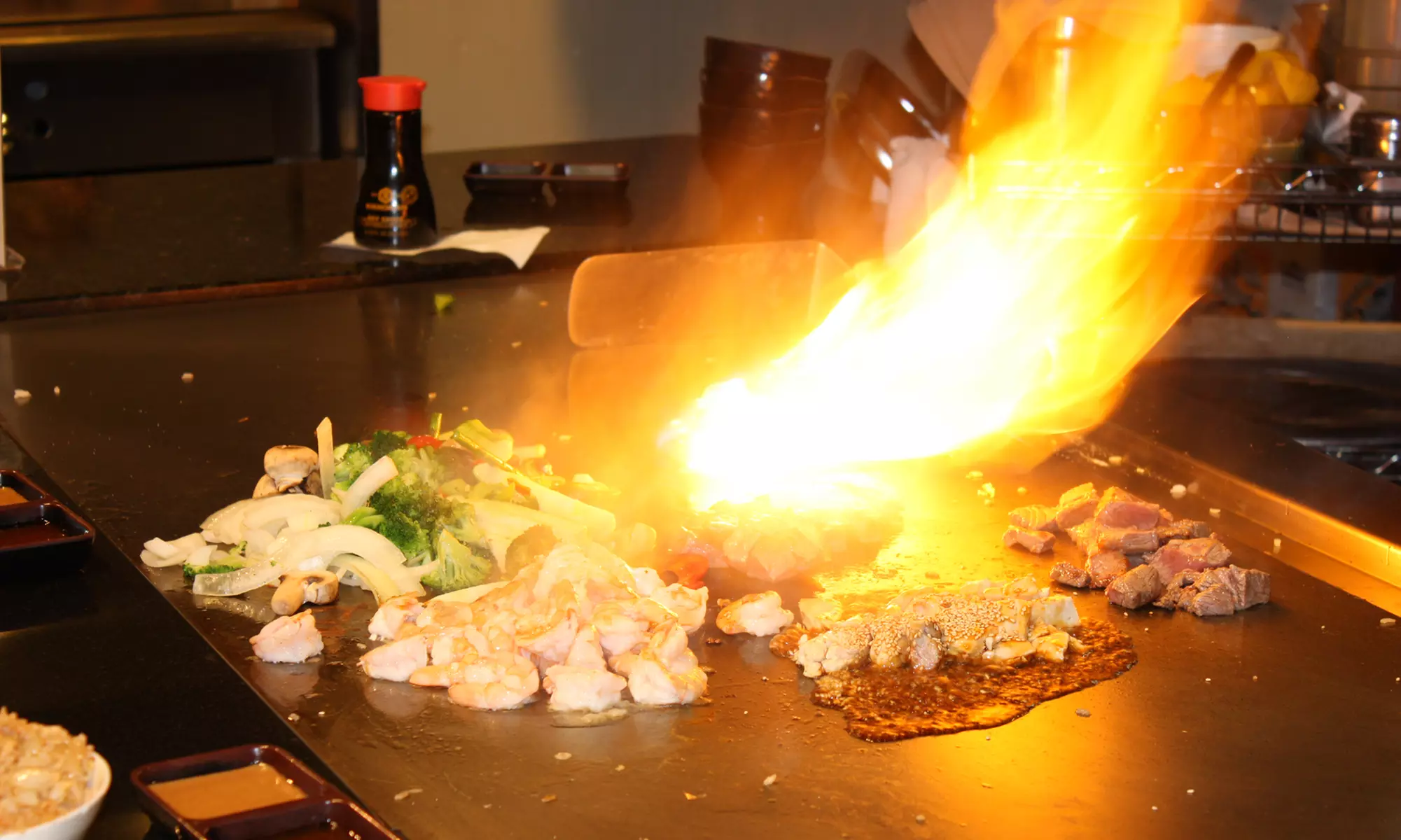 Teppanyaki Meal with Fried Rice and Drinks for Two or Four at Osaka (Up to 47% Off). Two Locations Available. - Primary Image