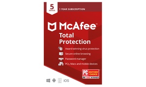 McAfee Total Protection 2021 Five Devices for One Year