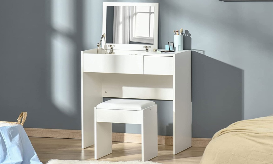 Image 4: HomCom Makeup Desk with Flip-Up Mirror and Hidden Storage