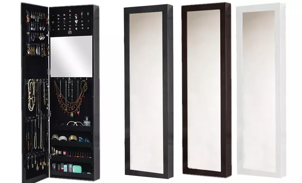 Valerie Over-the-Door Jewelry Armoire with Full-Length Mirror - Primary Image