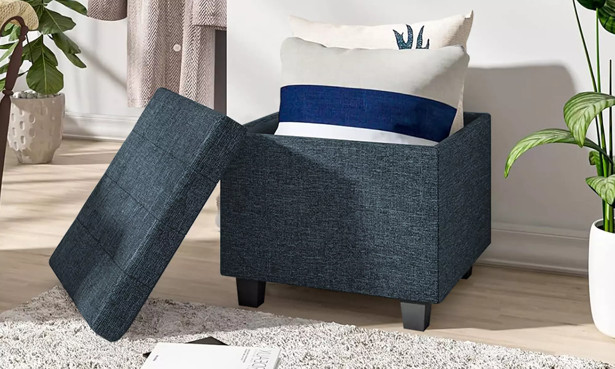 Pouf avec espace de rangement
