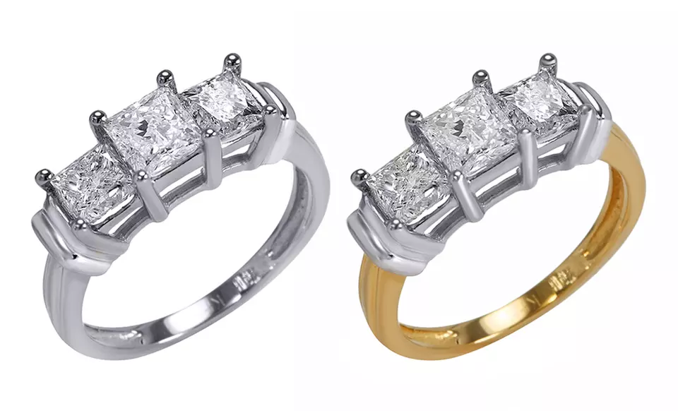 1.00, 1.50, or 2.00 CTTW Certified 3-Stone Diamond Ring in 14K Gold from $799.99–$1,599.99. Free Returns. - Primary Image