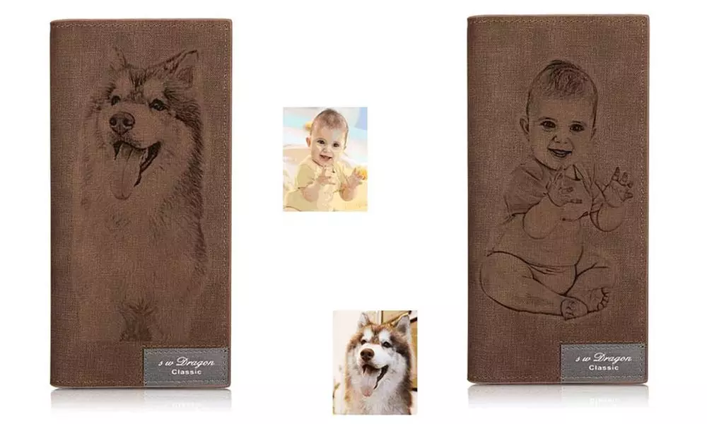 1 or 2 Personalized Women's Wallets with Engraved Photo and Message