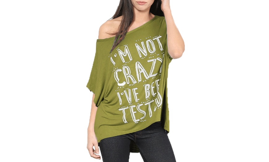 Image 8: Slogan Oversized Batwing Sleeve T-Shirt