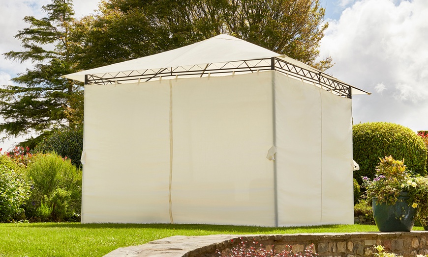 Image 5: Garden Gear 3m x 3m Metal Gazebo with Cream Roof and Curtains