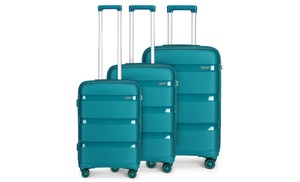 Lightweight Blue Green Suitcase with 360° Swivel Wheels