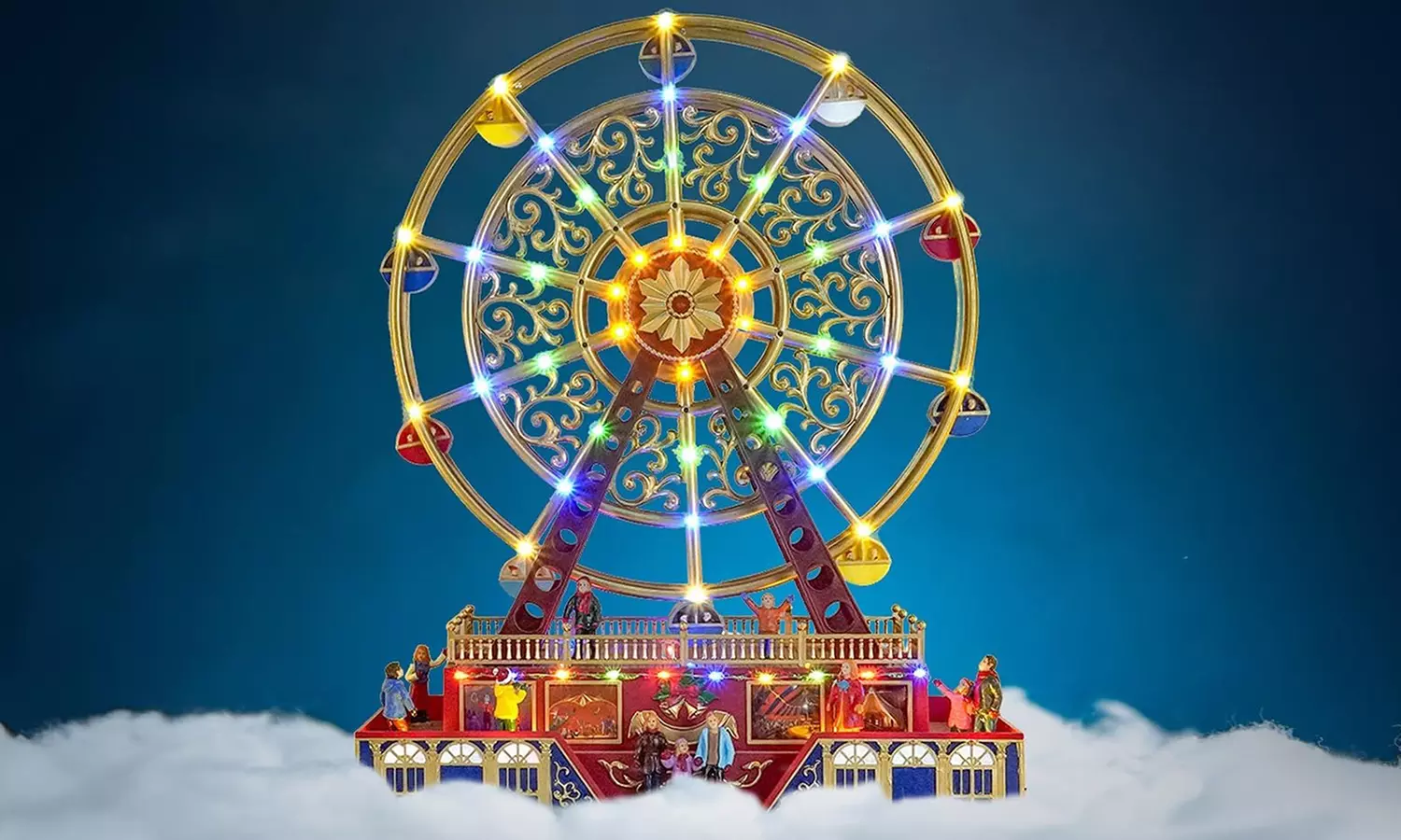 Weihnachtliche Szene mit Musik und Beleuchtung