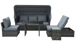  Outsunny Outdoor Sofa Set with Rattan-Effect 