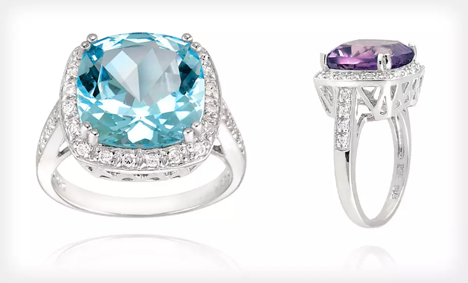 Sterling-Silver Gemstone Cocktail Rings (Up to 71% Off). Multiple Styles and Sizes Available. Free Shipping. - Primary Image