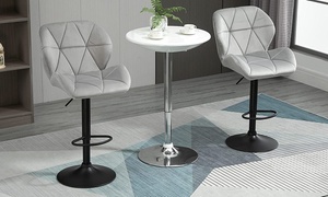  HomCom Set of Two Velvet Feel Bar-Stools 