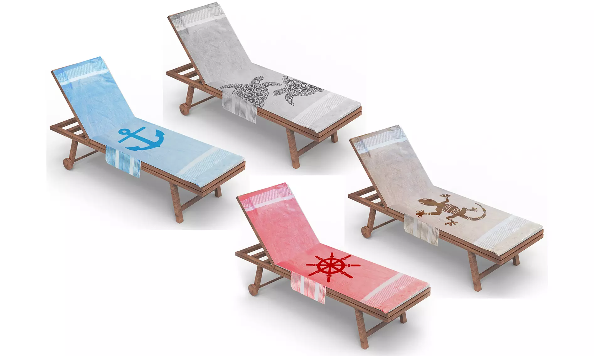 Serviette de transat en coton avec coussin amovible et poches de rangement