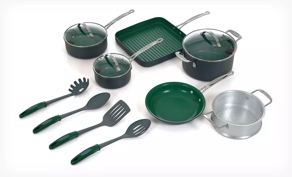 $99.99 for an Orgreenic 13-Piece Nonstick Cookware Set (80-14PGR) ($329.99 List Price). Free Shipping and Free Returns. - Primary Image