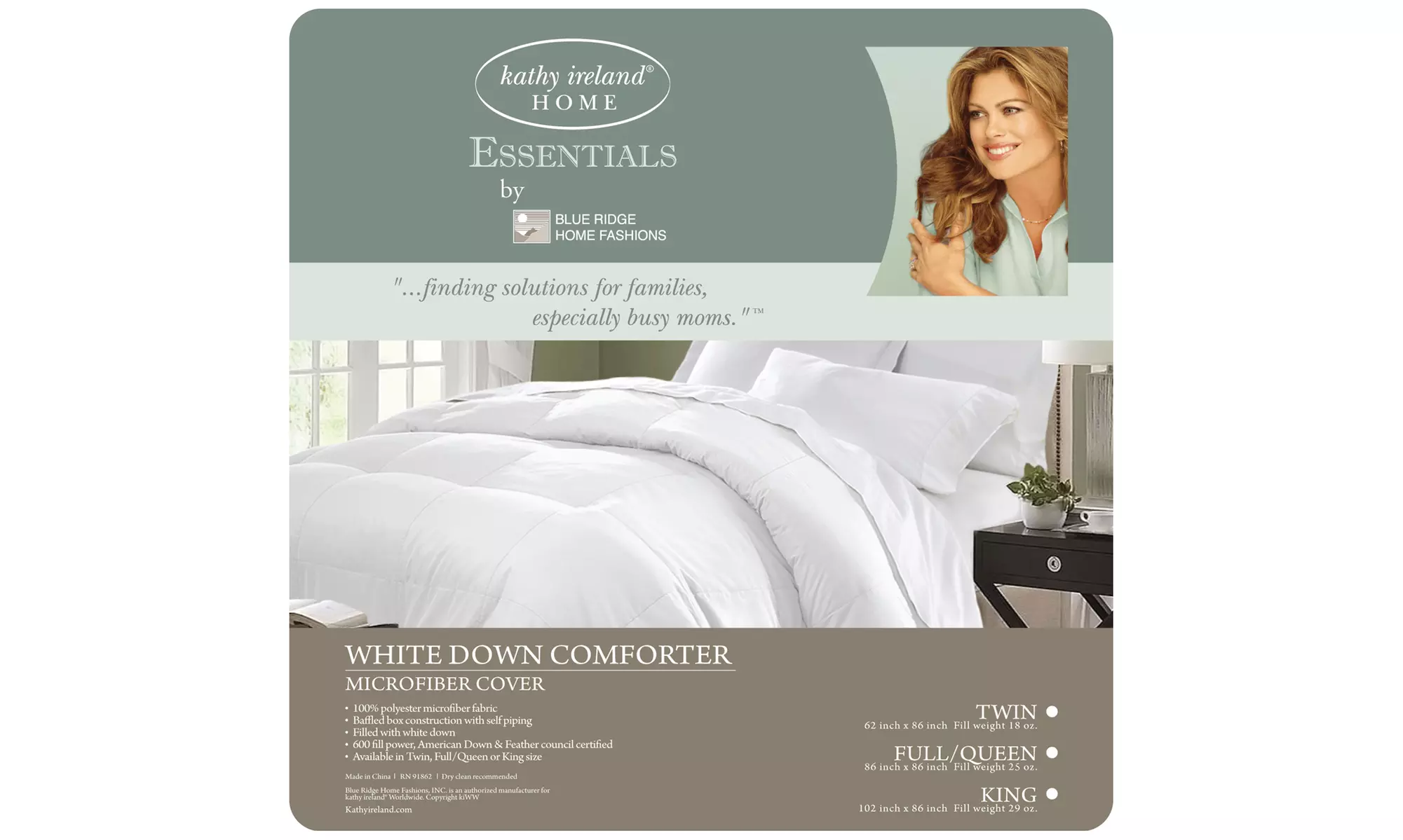 Kathy Ireland White Down Comforter - Second Medium
