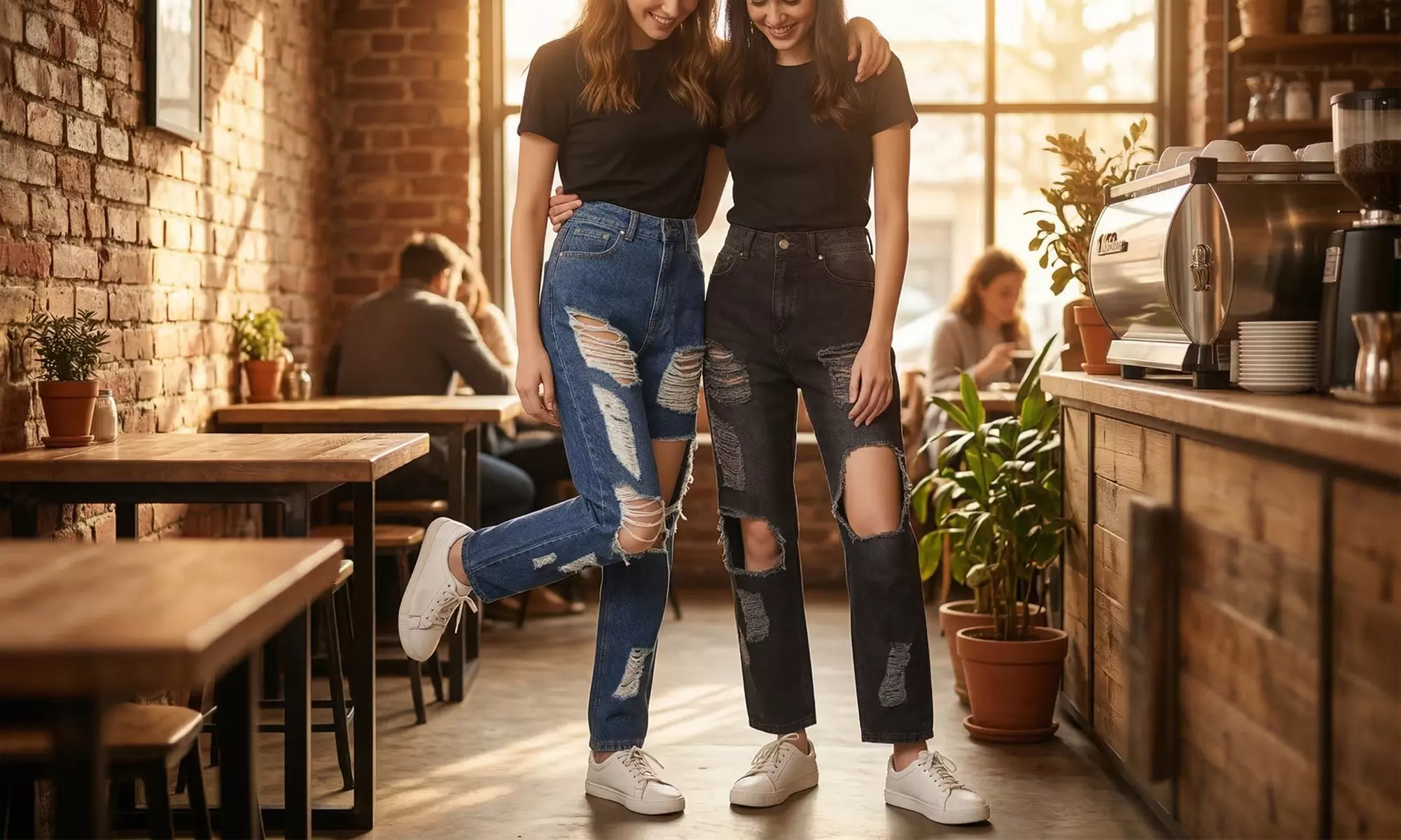 Women’s High-Waisted Ripped Mom Jeans