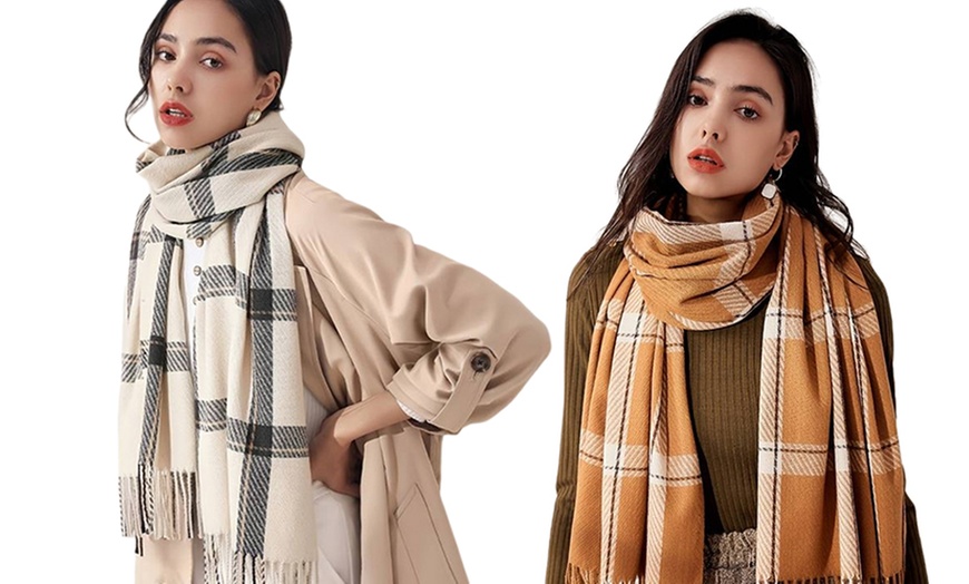 Image 12: One, Two or Three Packs of Soft Winter Checked Scarves