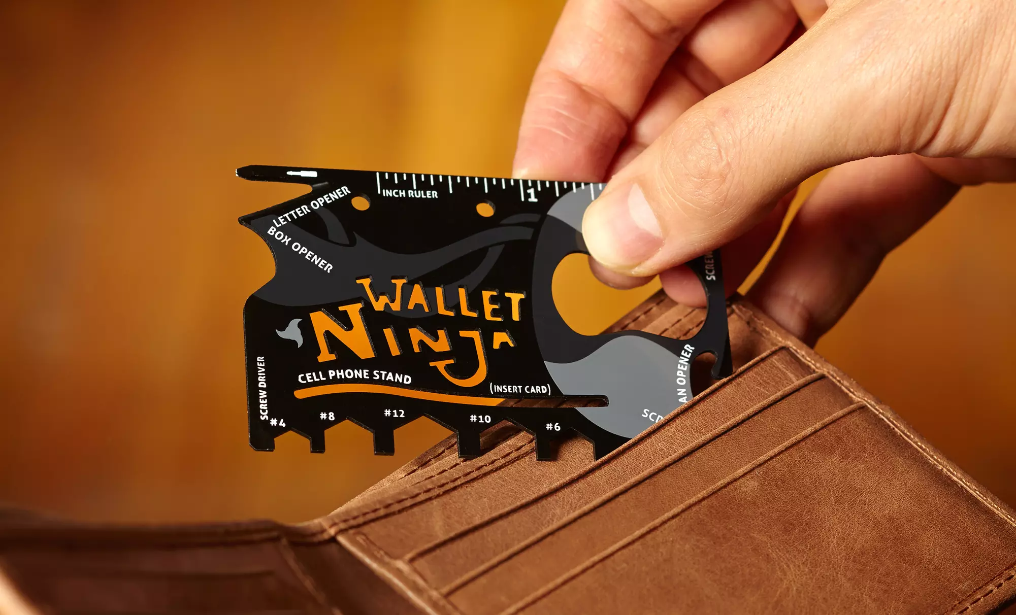 Wallet Ninja 18-in-1 Multitool in Black. Free Returns.   - Primary Image