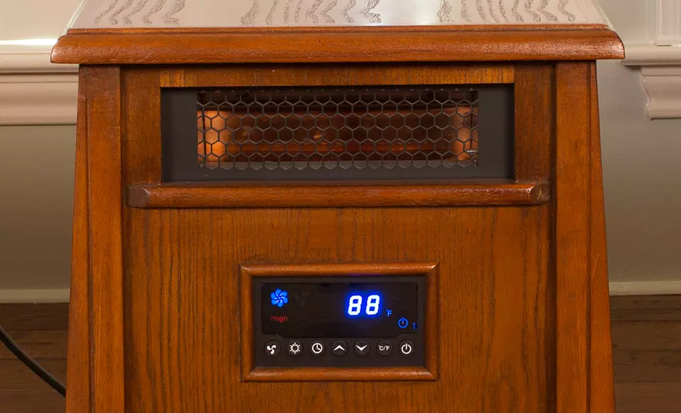Lifesmart Ultimate 8-Element 1,500-Watt Infrared Heater with Air Ionizer and Wood Cabinet (LS-8WIQH-LB) - Second Medium