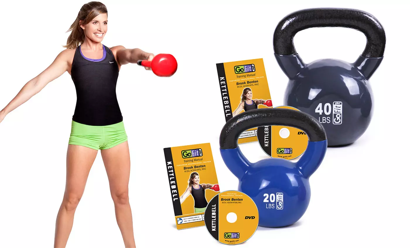 GoFit Classic Vinyl-Coated Kettlebell with Fitness DVD - Primary Image