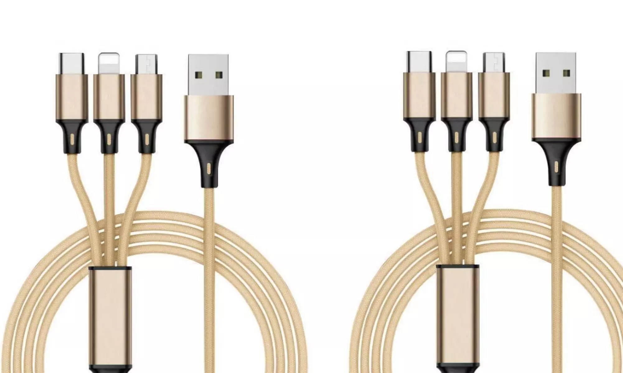 3-in-1 cable (iPhone phone cable,micro USB cable and USB type C cable)