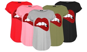  Glitter Biting Lips T-Shirt 