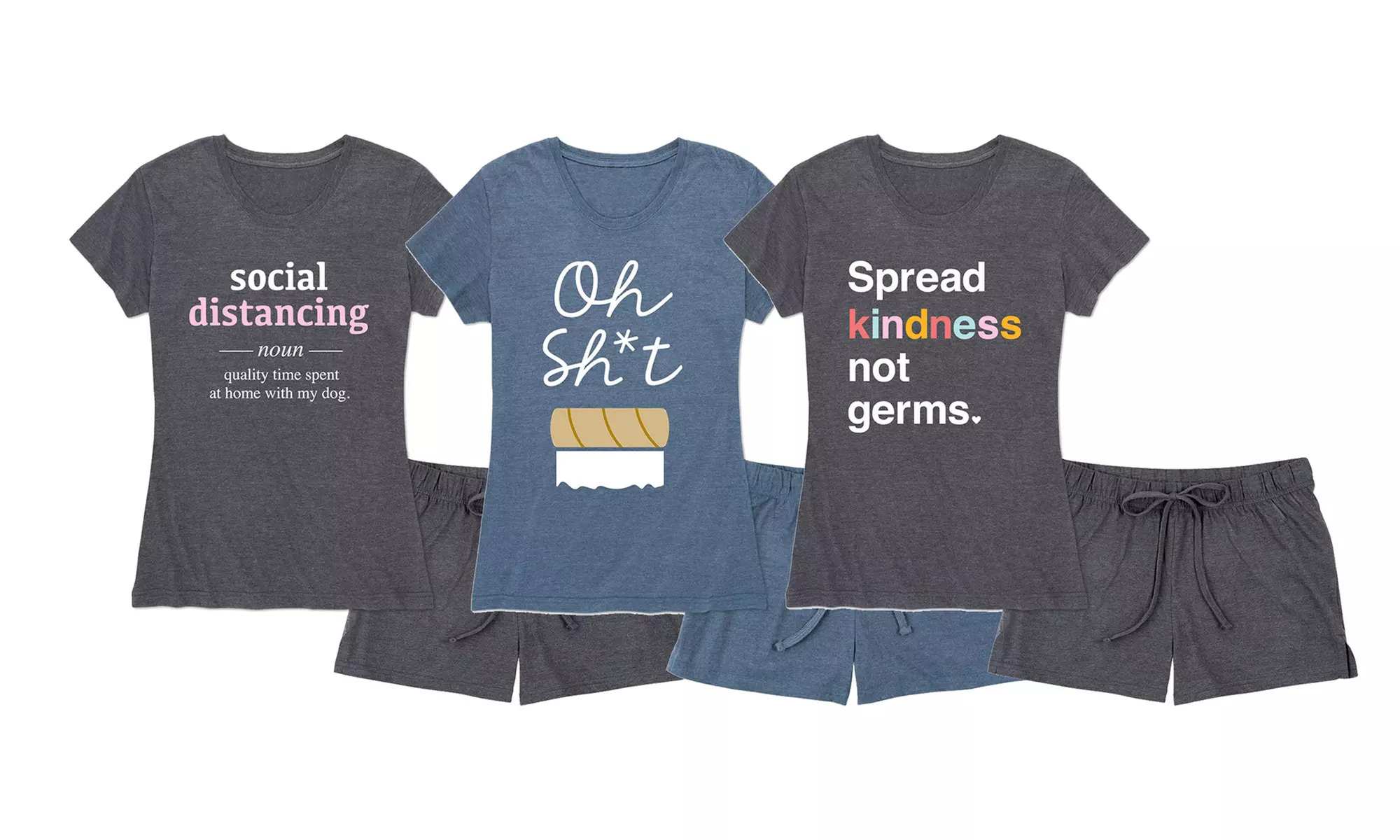 Women's Social Distancing Lounge Shorts and Tee Set (2-Piece) - Primary Image