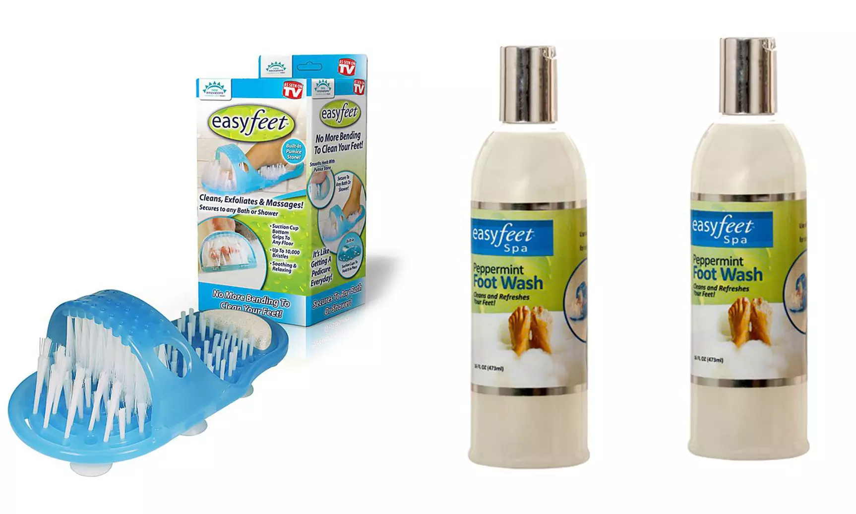 Easy Feet Foot Cleaner and Massage Slipper with Peppermint Foot Wash Bottle - Primary Image