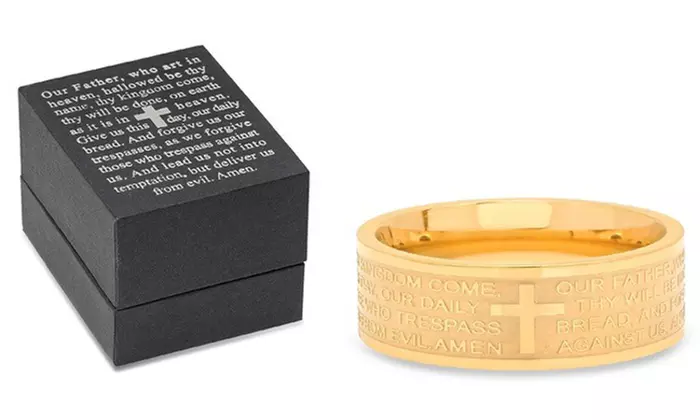  Stainless Steel Our Father Prayer Band Ring