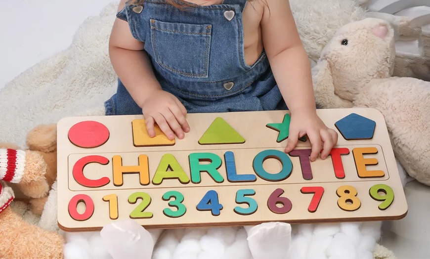 Image 7: Personalized Wooden Name Puzzle Board by Justyling Up to 81% Off