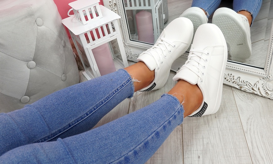 Image 8: Women's Lace-up Studded Trainers