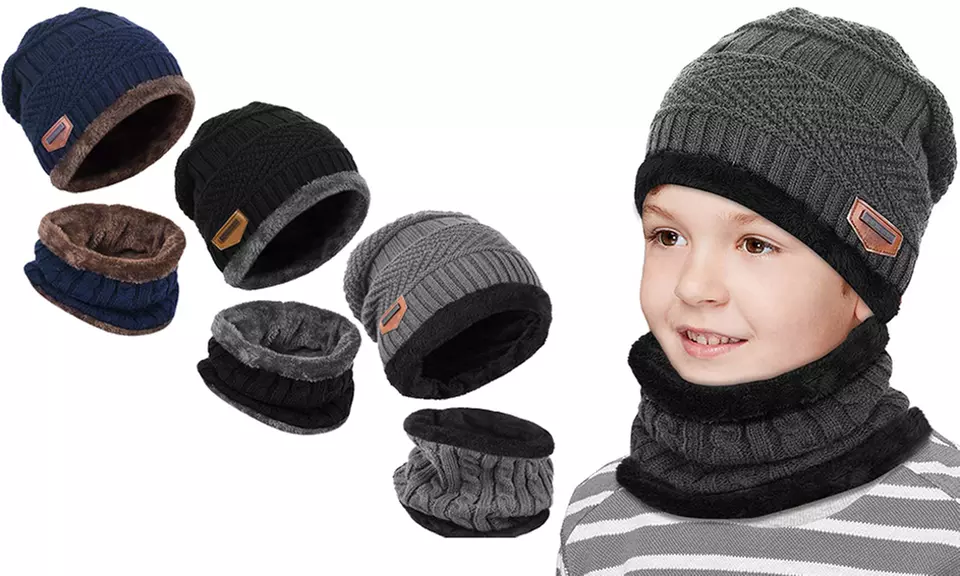 1 ou 2 sets de bonnet et écharpe chaude unisexe pour enfant - Primary Image