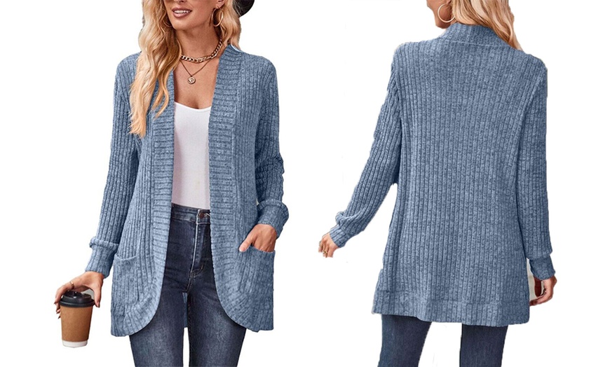 Image 5: Women's Ribbed Long Sleeve Cardigan