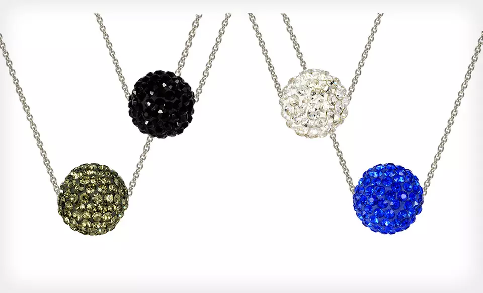 $9 for a Sterling-Silver 10mm Crystal Fireball Necklace ($130 List Price). Four Colors Available. Free Returns. - Primary Image