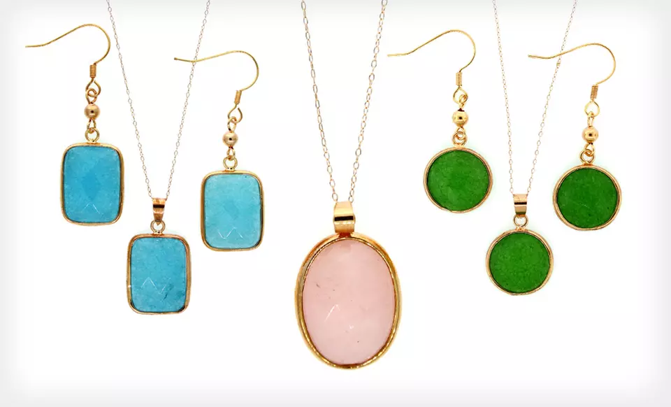 Genuine Dyed Jade Earrings and Pendants (Up to 80% Off). 29 Styles Available. Free Shipping and Free Returns. - Primary Image