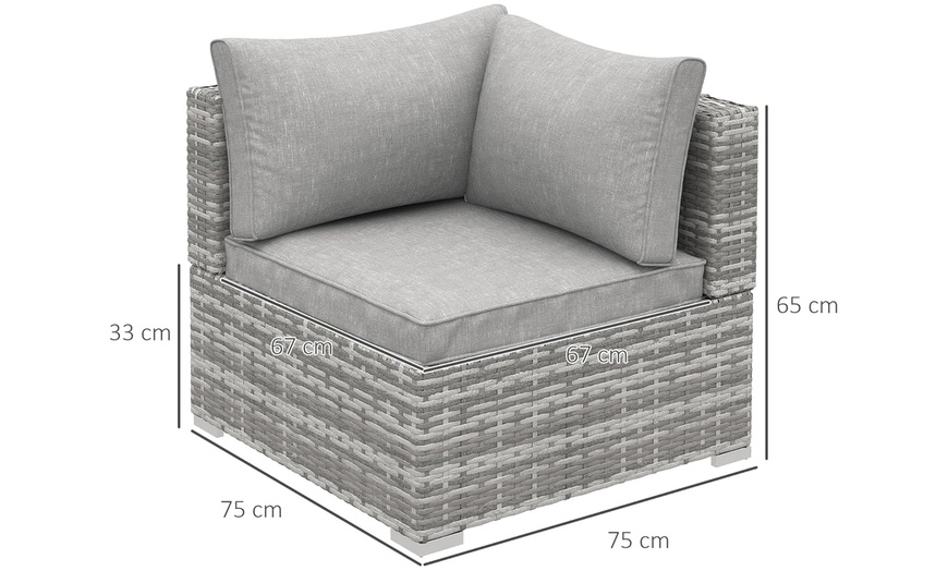 Image 7: Outsunny Outdoor PE Rattan-Effect Corner Sofa