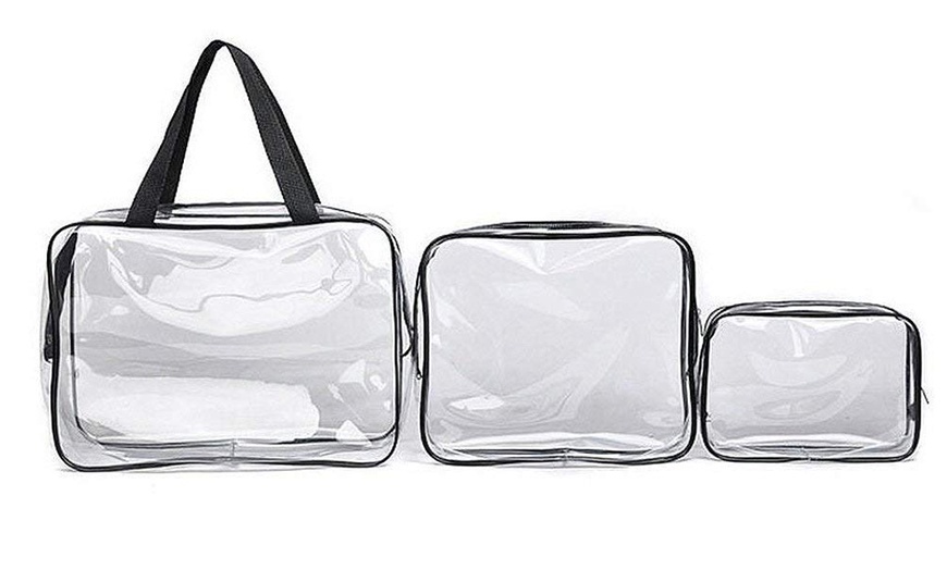 Image 3: One or Two Three-Piece PVC Clear Travel Bag Sets