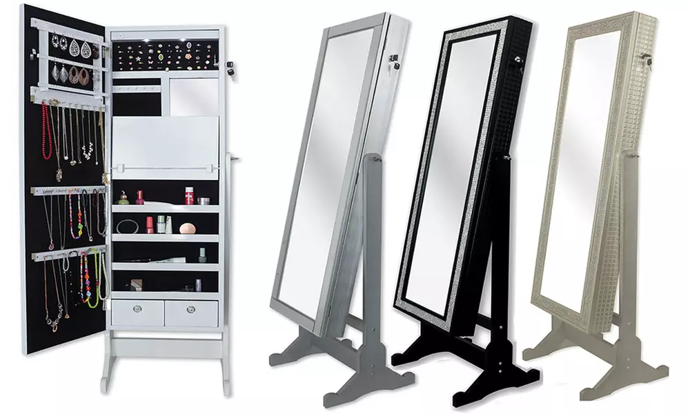 Glam and Glitzy Full Length Cheval Mirror Jewelry Armoire - Primary Image