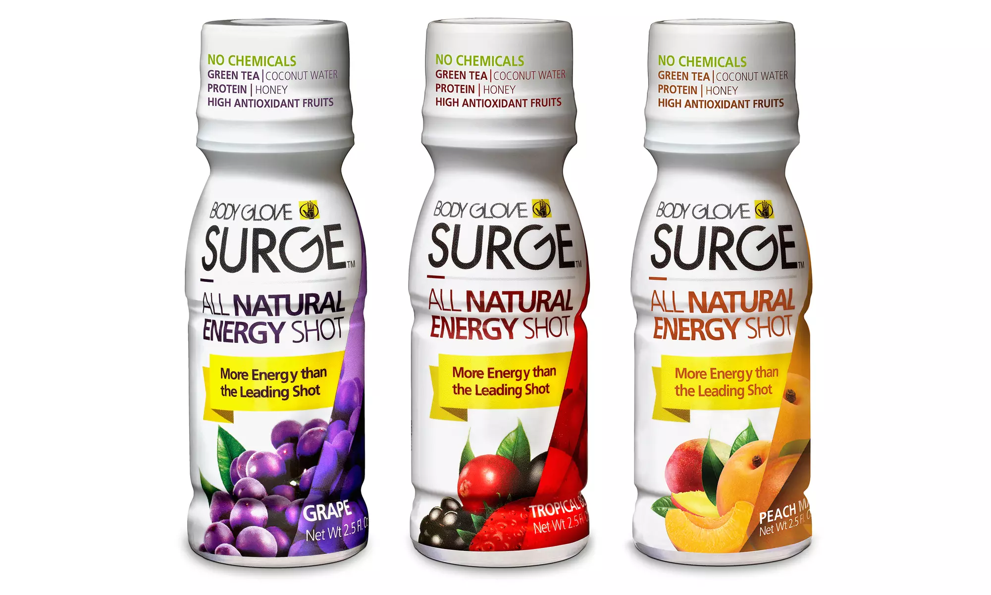 Body Glove Surge All Natural Energy Shots (12-Pack); Grape, Peach Mango, or Tropical Berry Flavors - Primary Image