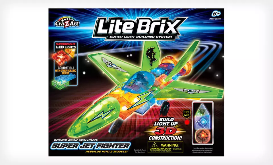 Lite Brix Fire Station with Truck or Lite Brix Super Jet Fighter (Up to 81% Off). Free Shipping. - Primary Image