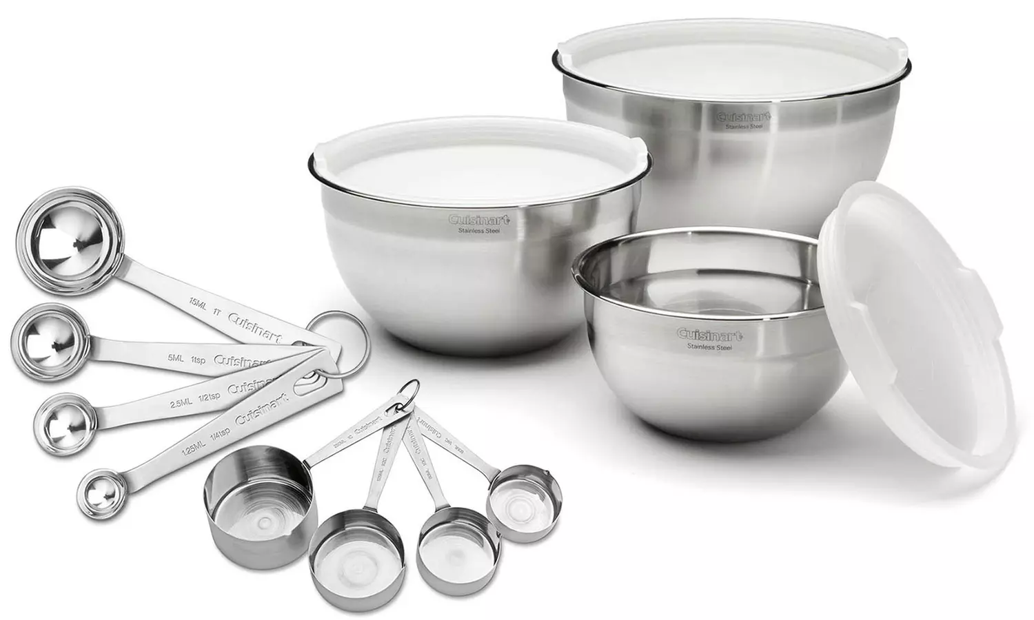 Cuisinart Stainless Steel Mixing Bowls with Measuring Cups and Spoons Set (16-Piece) - Primary Image