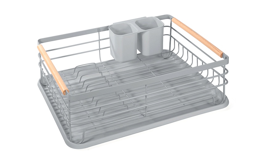 Image 3: Three-Piece Dish Drainer with Drip Tray and Cutlery Holder