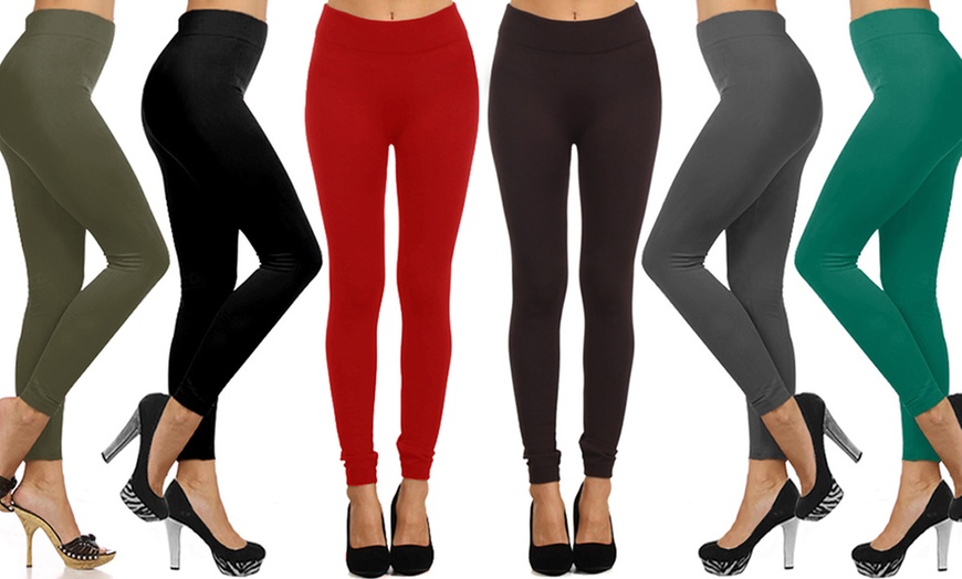 6 Pack Fleece Lined Leggings Groupon Goods