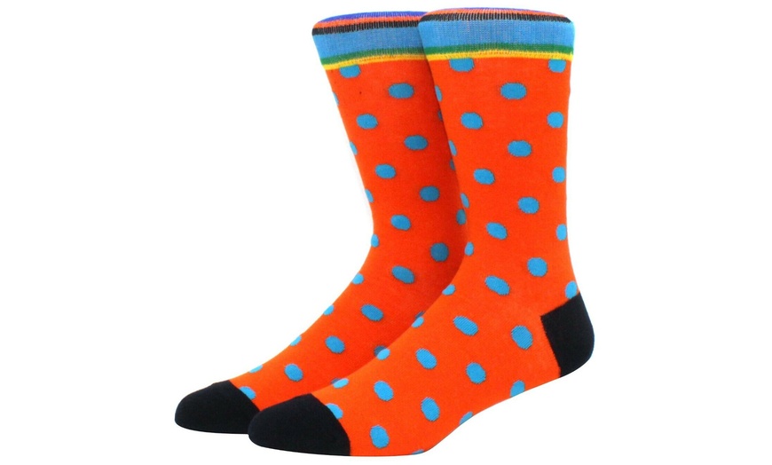 Image 5: Up to Four Pairs of Men's Geo Pattern Colourful Cotton Socks