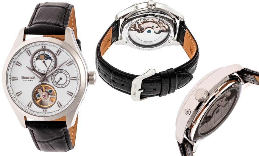 Image 2: Heritor Automatic Leather Watch