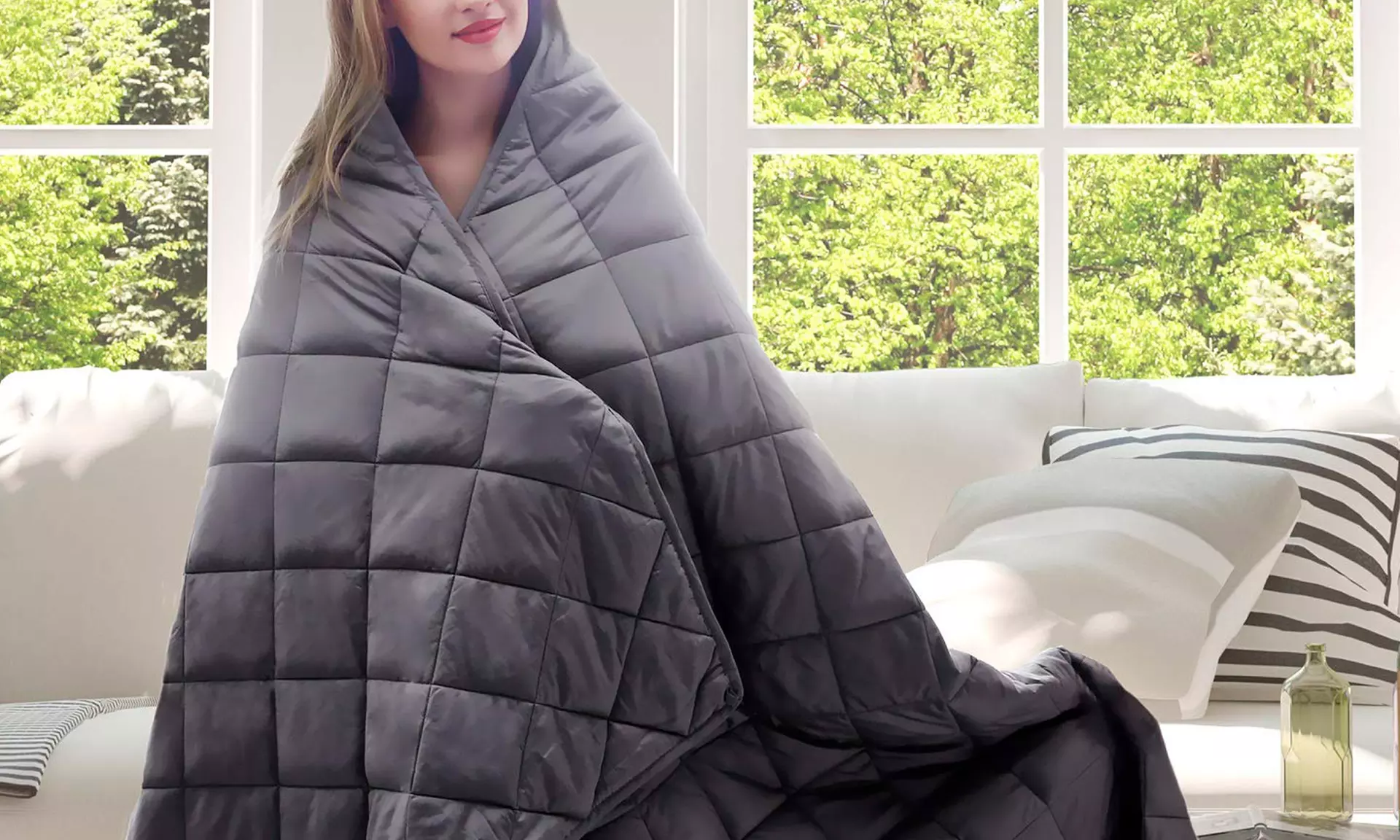 Anti-Stress-Therapiedecke - 5,4-kg-Gewichtsdecke für Erwachsene und Kinder; beschwerte Decke aus 100% Baumwolle - Second Medium