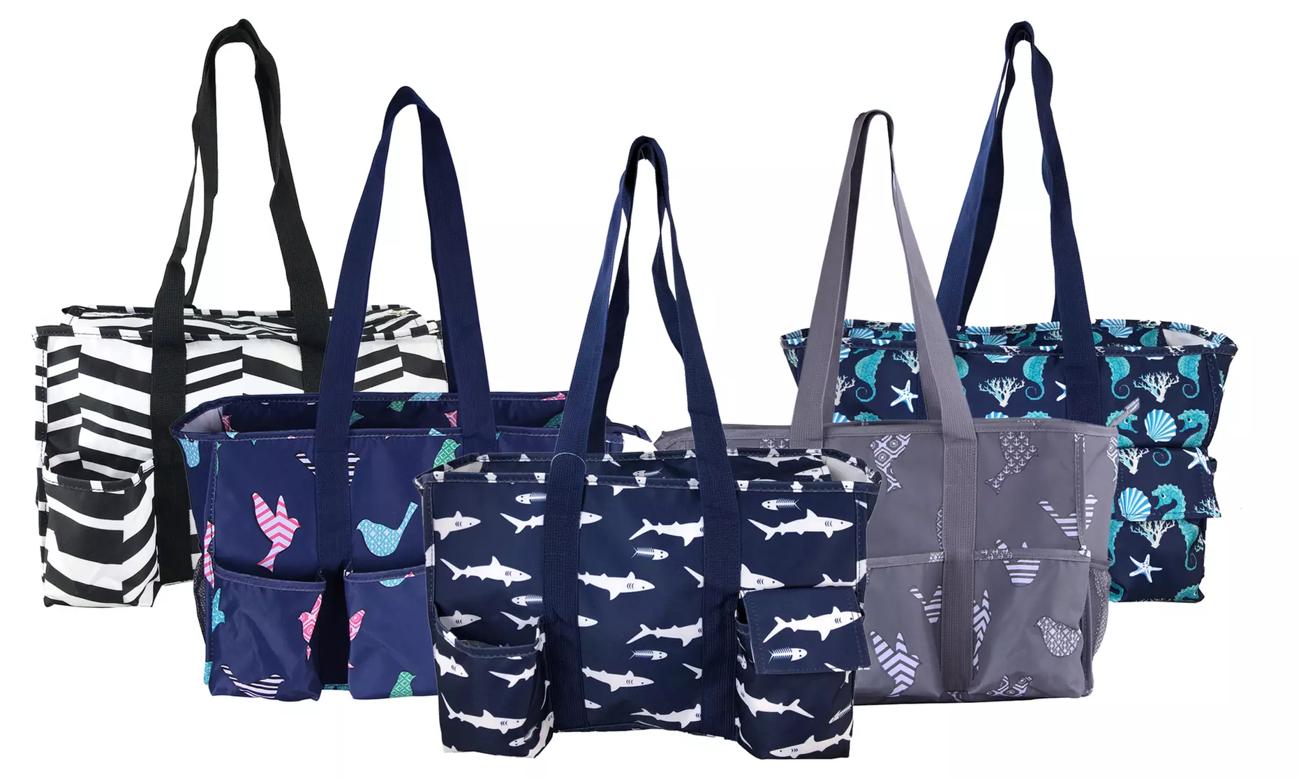 7-Pocket Utility Shopping Tote Bag for Market and Picnic - Primary Image