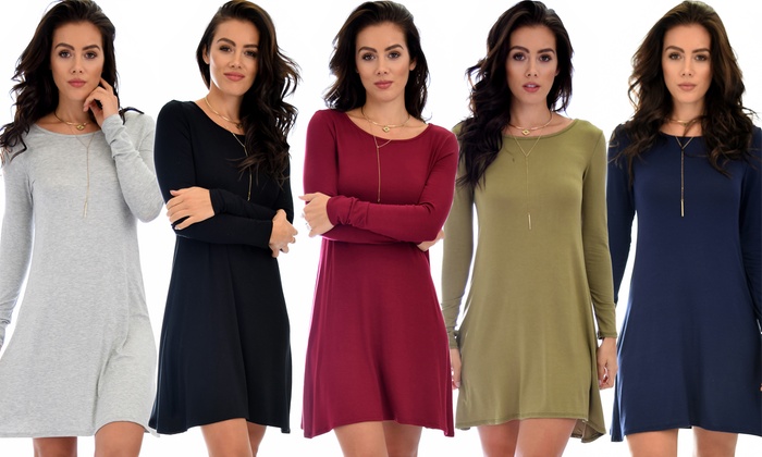 women's long sleeve tunic dress